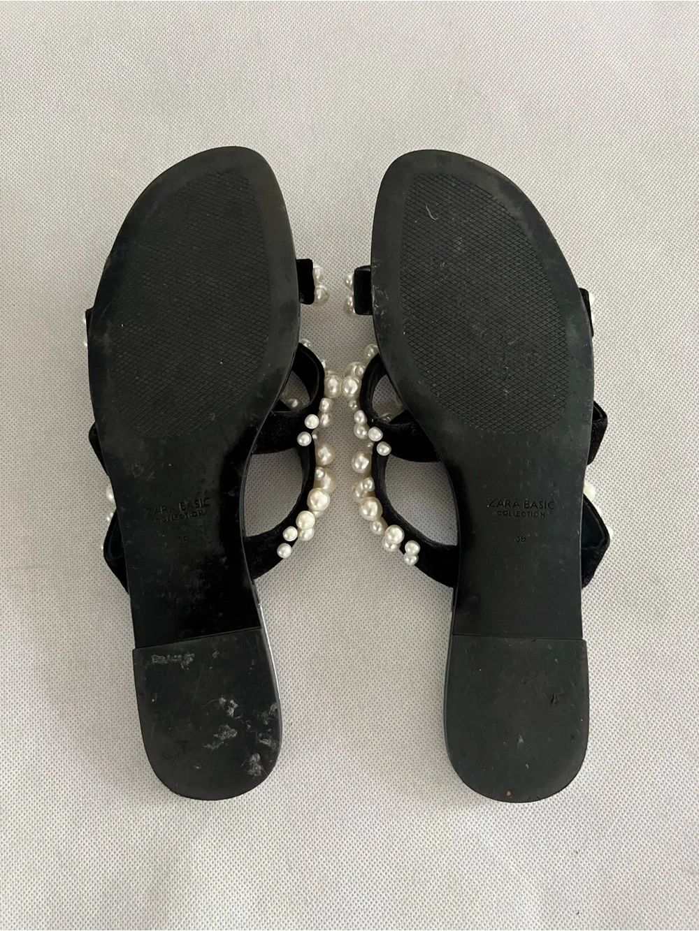 Zara Black Pearl-Embellished Slide Sandals - Picture 9 of 12
